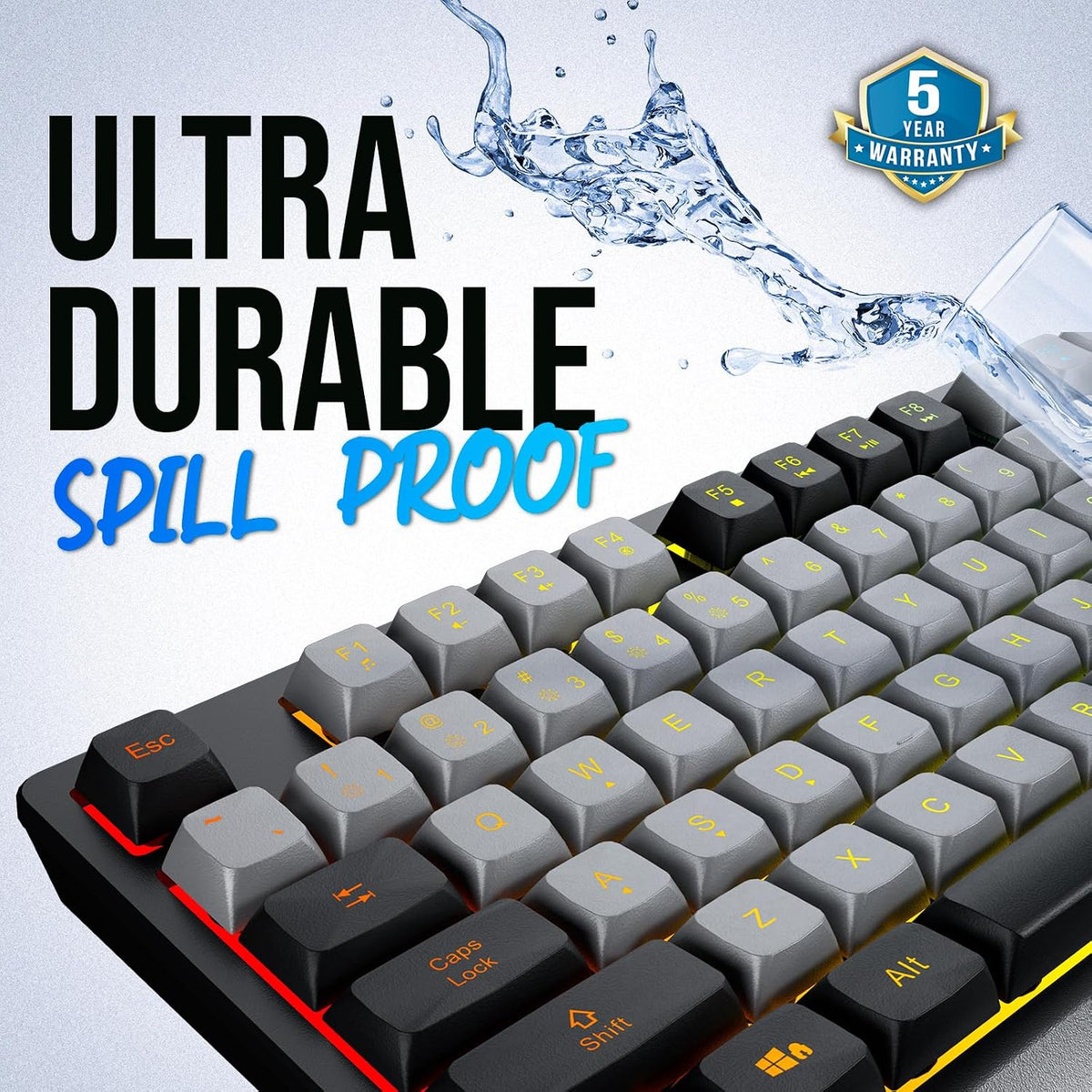 Teclado inalámbrico KLIM Chroma \u2013 RGB retroiluminado para jueg...