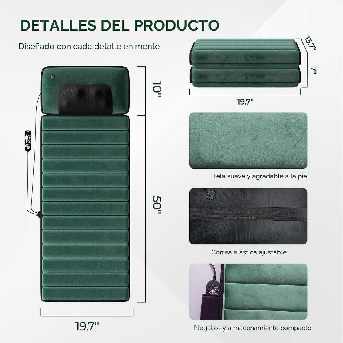 Himouta - Alfombrilla de masaje de cuerpo completo con calor, 10 mo...