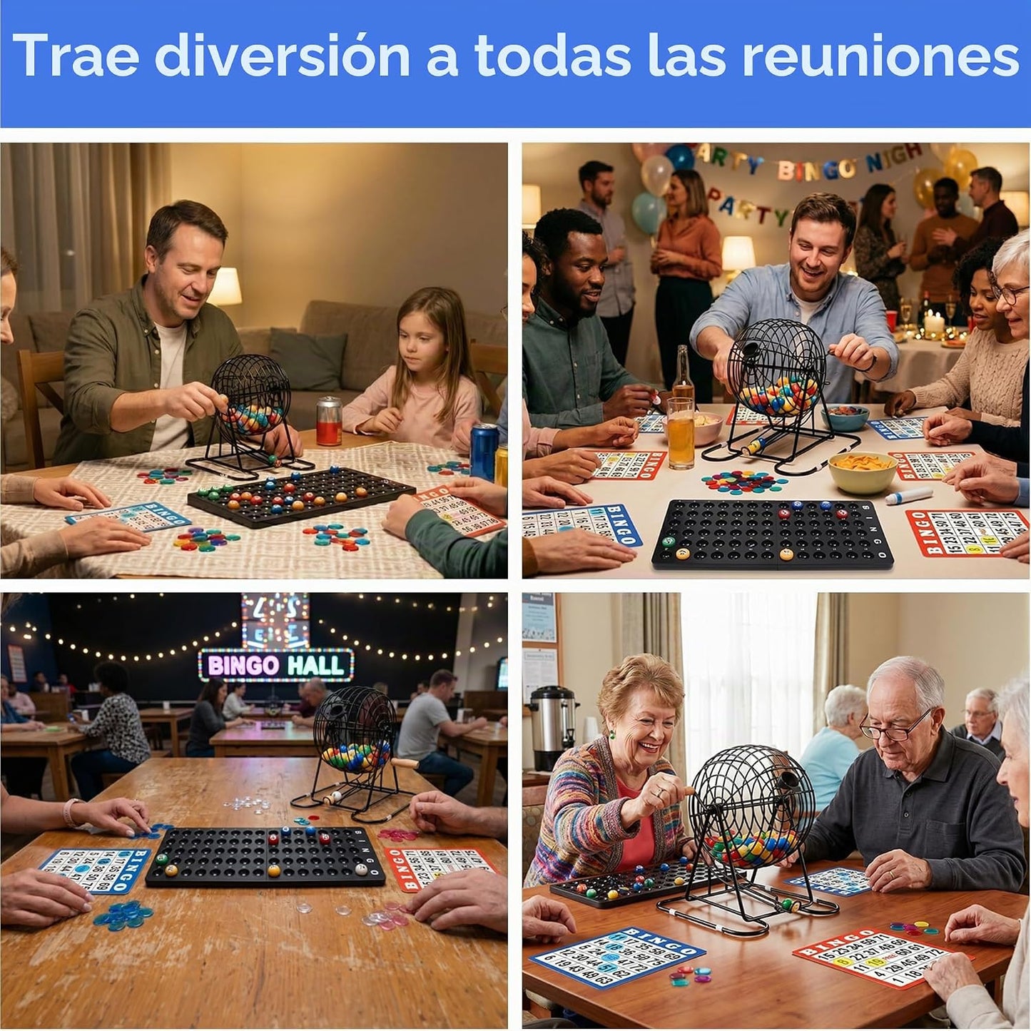 Juego de bingo de lujo GSE para fiestas de amigos, noches de juego...