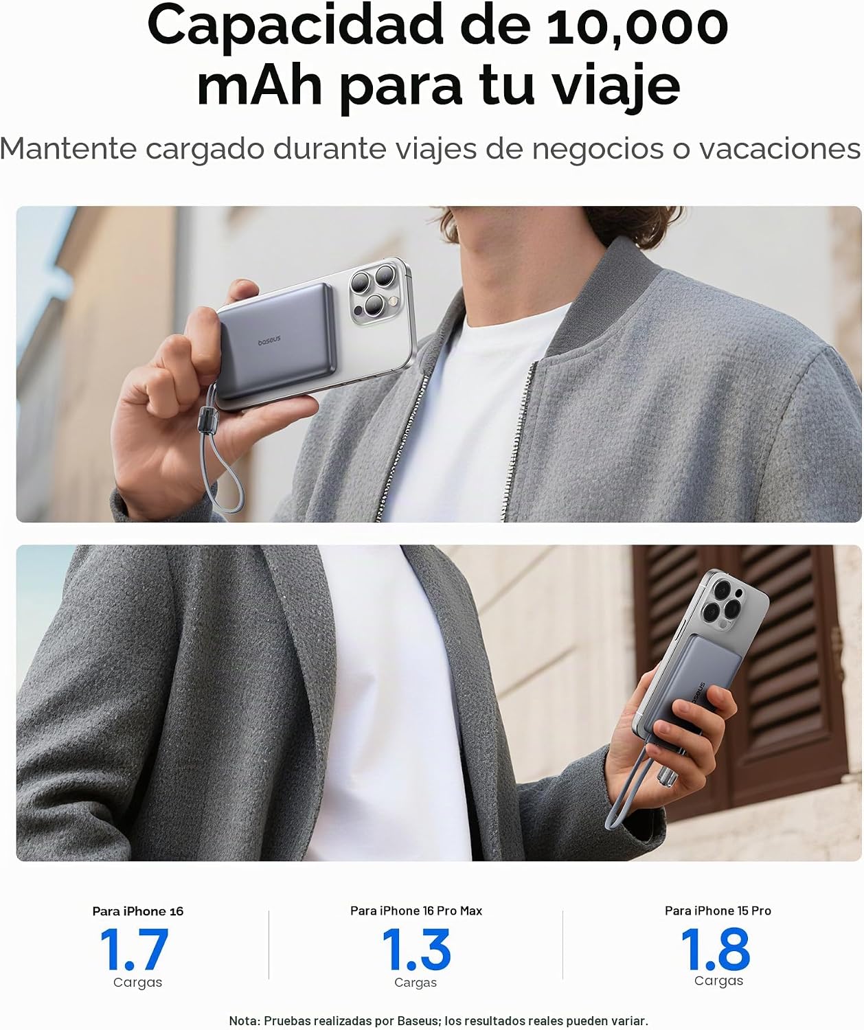 Baseus Picogo Qi2 - Cargador portátil Magsafe de 15 W, cargador por...
