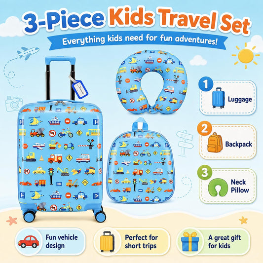 Sanwuta Juego de 4 piezas de equipaje para niños, mochila de viaje,...