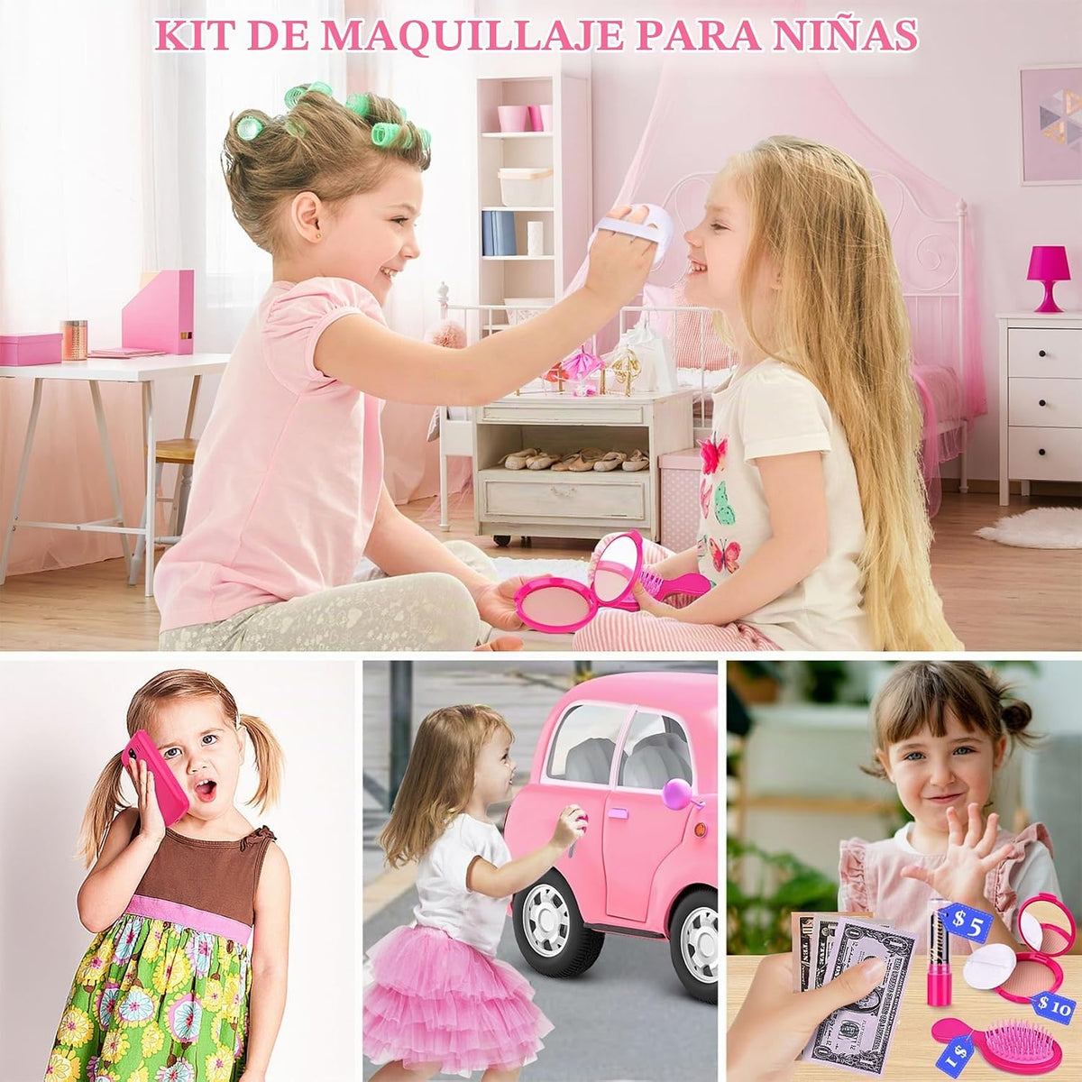 GJZZ Bolsa de juguete para niñas pequeñas, juguetes de maquillaje p...