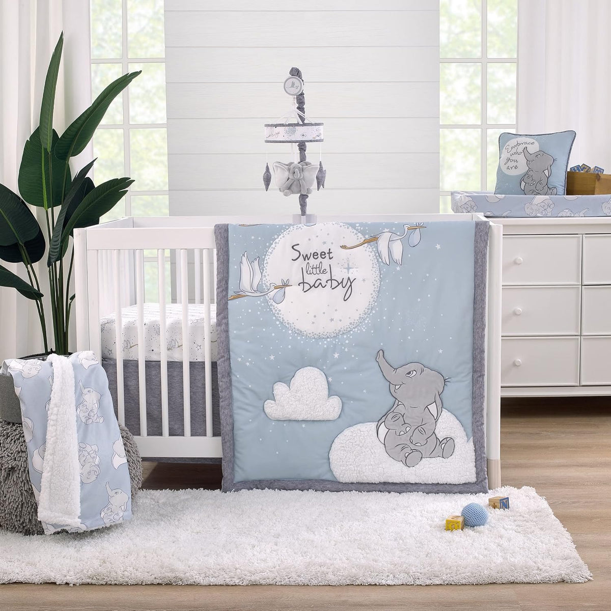 Disney Dumbo Dulce Pequeña Manta de Bebé Azul Claro y Blanca de She...
