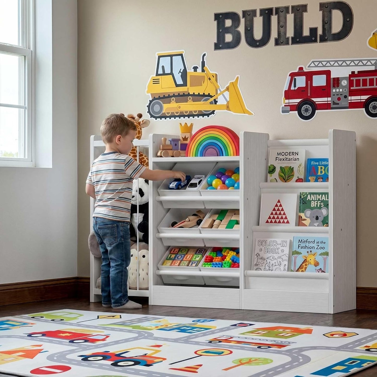 BOLUO Organizador de almacenamiento de juguetes para niños con esta...
