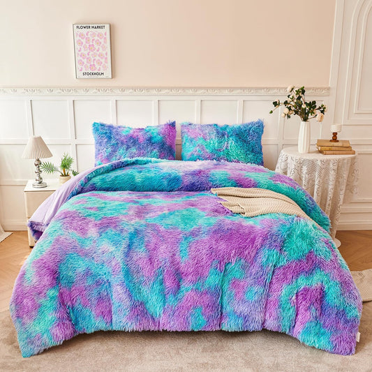 PERFEMET Juego de ropa de cama de pelo esponjoso para niñas tamaño...
