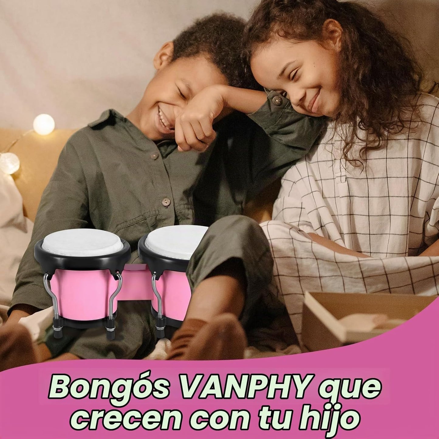 VANPHY Juego de Tambores Bongo de 4'' y 5'' para Ni...