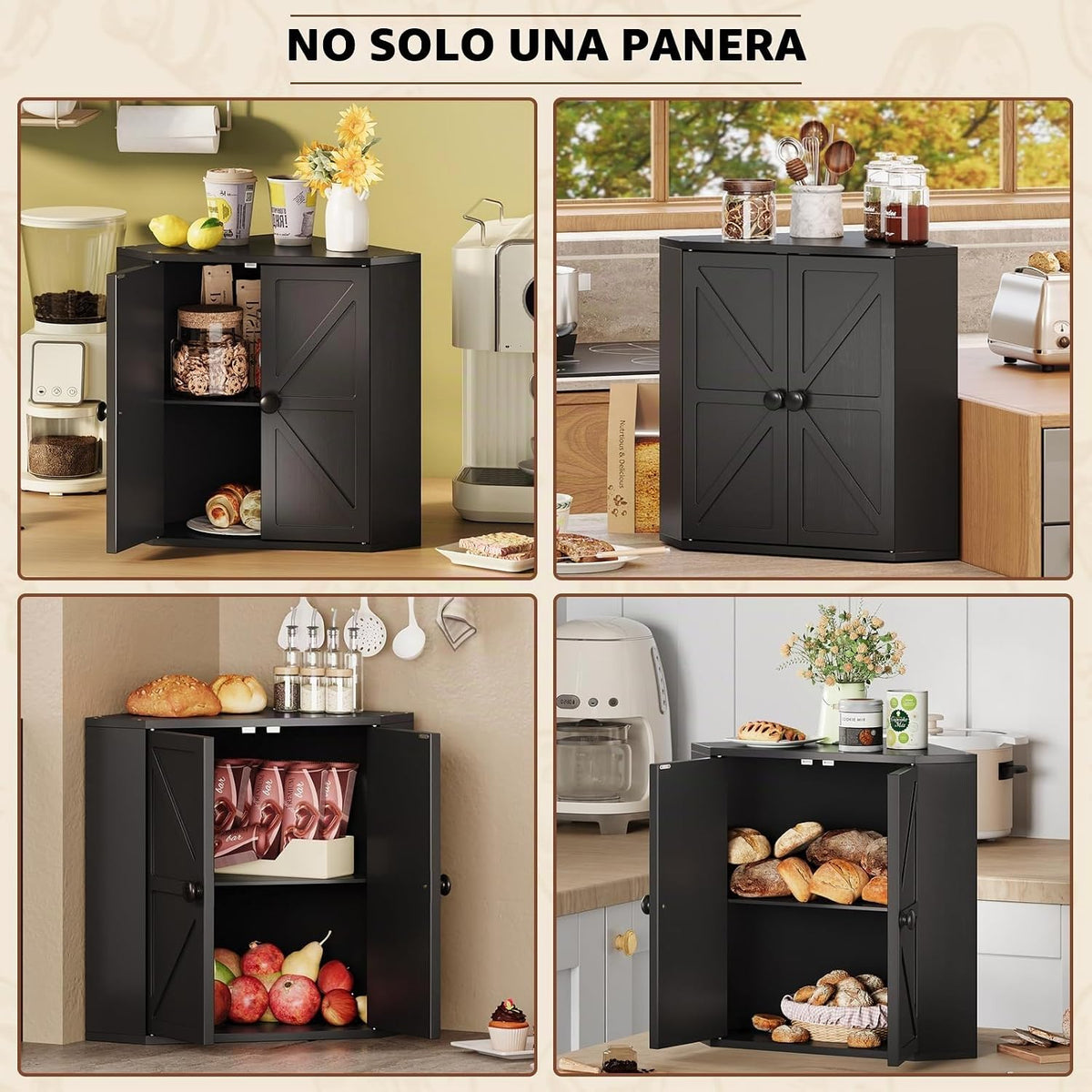 Trironsun Panera de esquina para encimera de cocina, contenedor de...