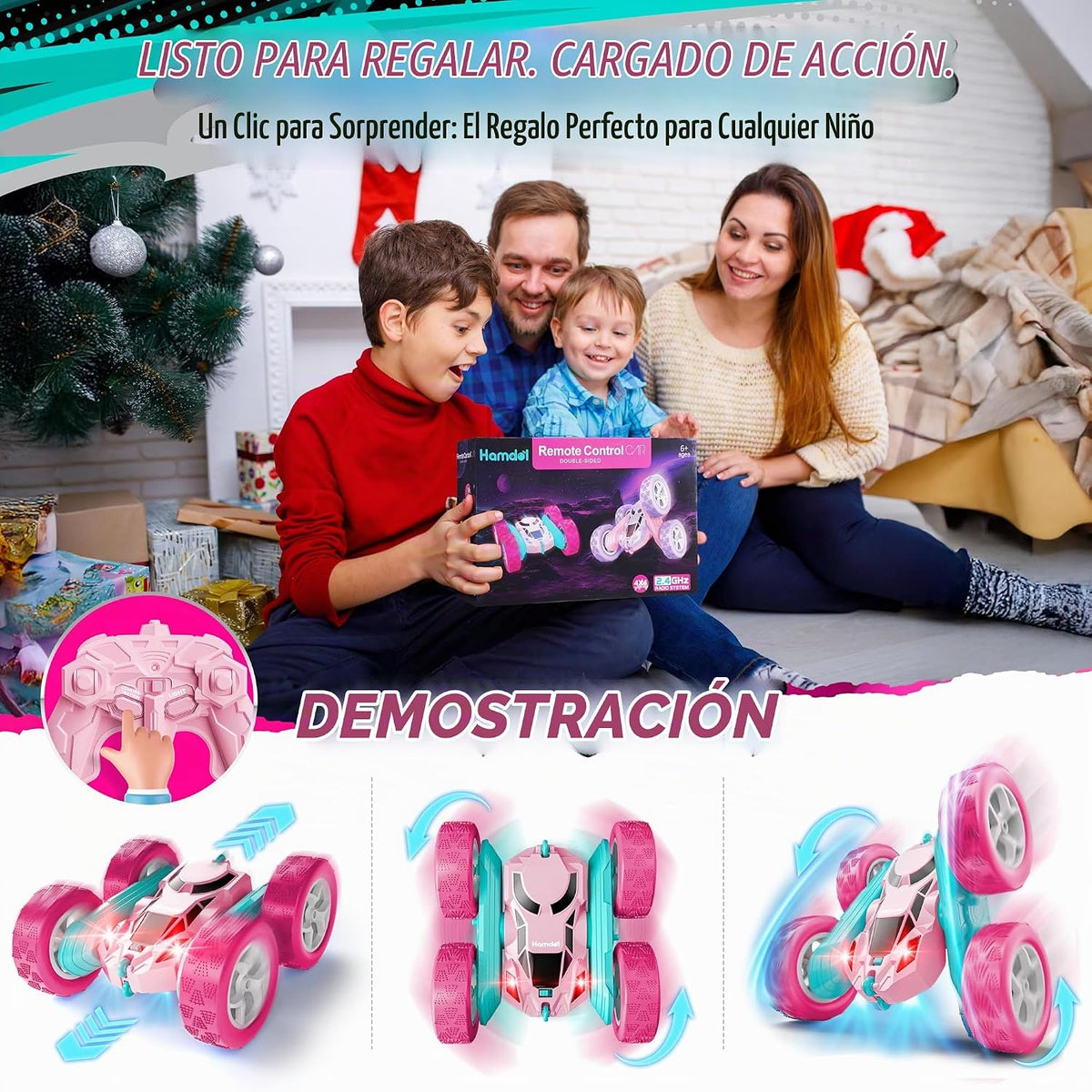 Hamdol Auto RC rosa para niñas de 6 años en adelante, vehículo de c...
