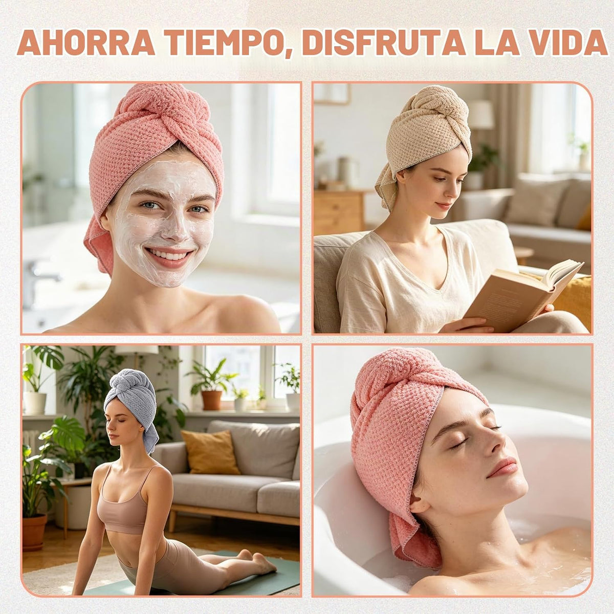 OSRPIEU Paquete de 3 toallas de microfibra para secar el cabello pa...