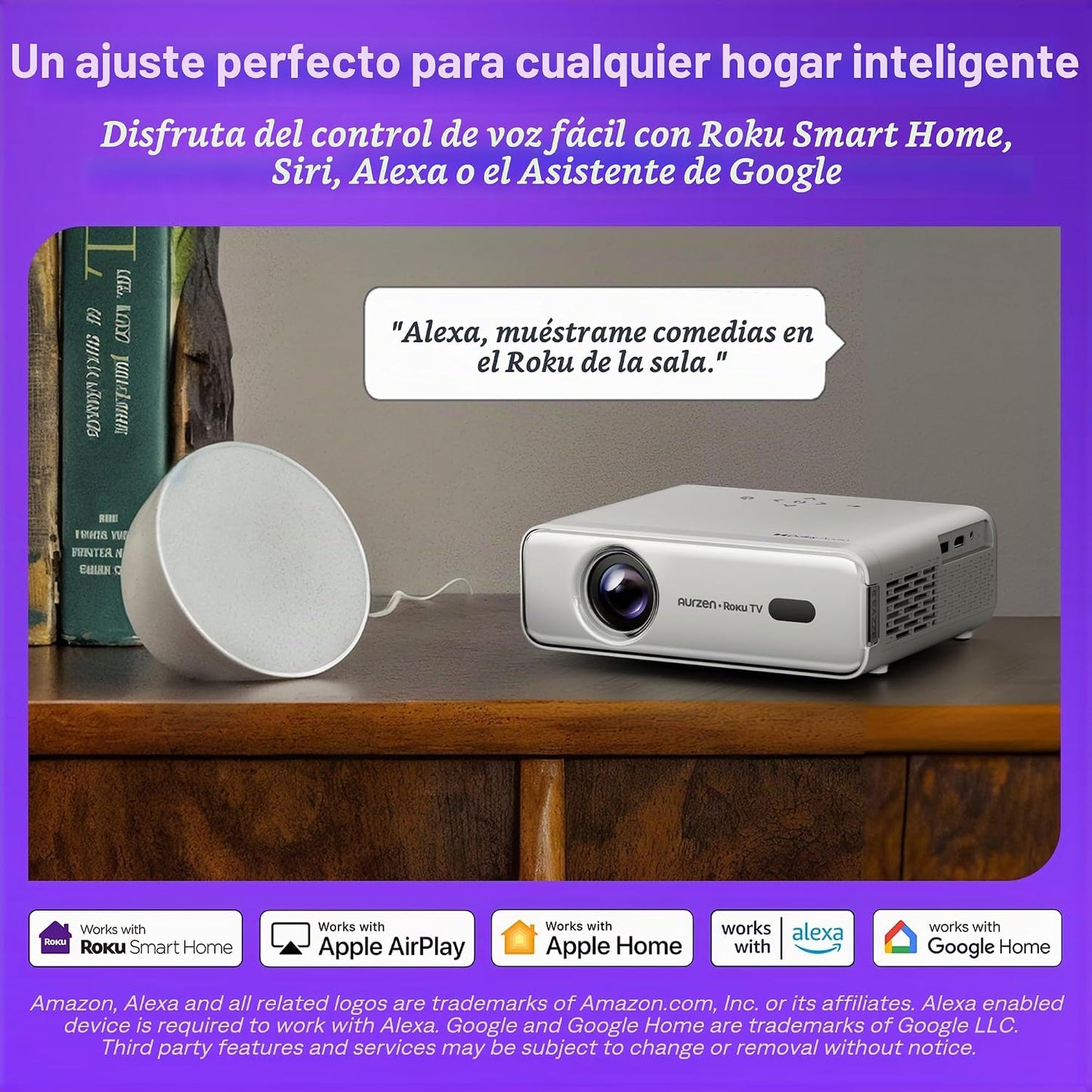 Aurzen Roku TV D1R Proyector portátil inteligente para exteriores c...