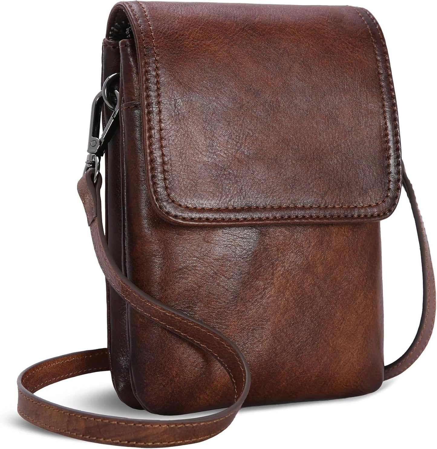 Iswee - Bolso cruzado de cuero para mujer con bloqueo RFID, pequeño...