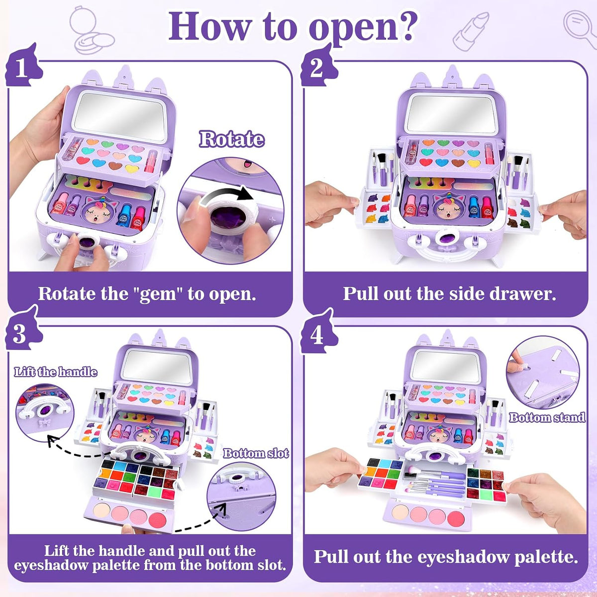 For Ideahome Juego de maquillaje de unicornio para niños de 69 piez...