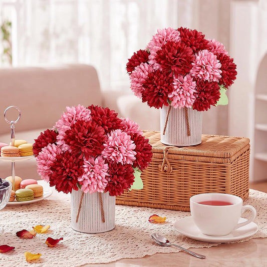 SEKNHOP Centros de mesa de flores prefabricados, juego de 6 crisant...
