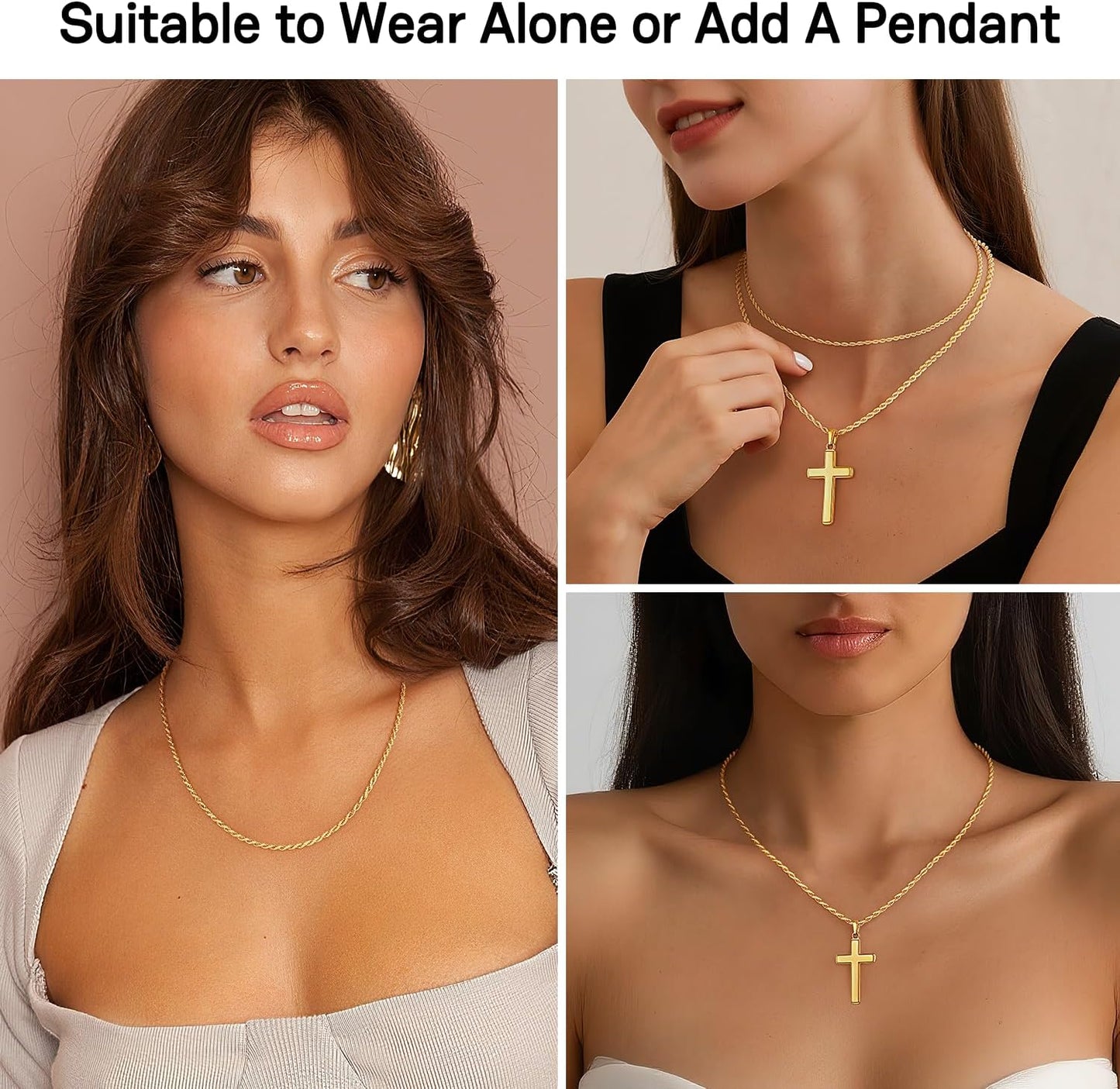 Girluky Collar de cadena de plata de ley 925 para mujer, cadenas de...