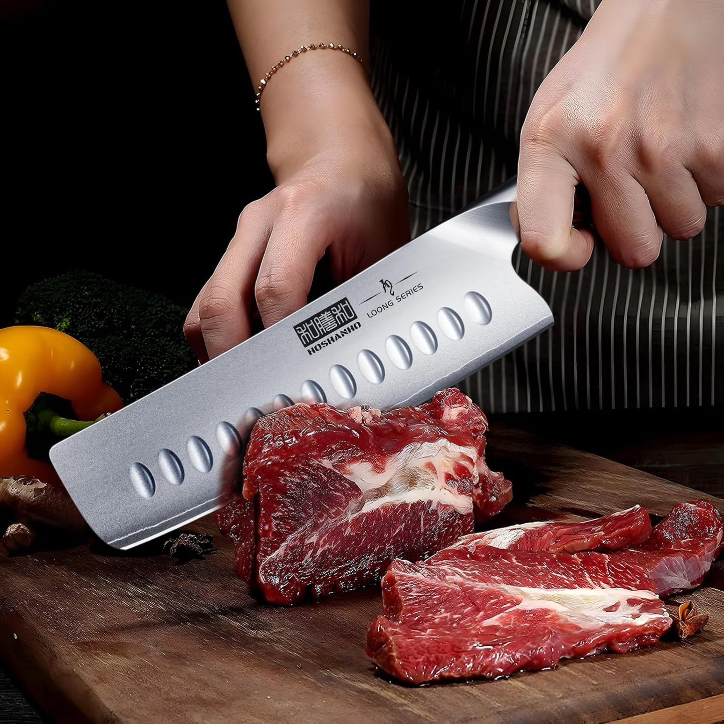 HOSHANHO Cuchillo Nakiri de 7 pulgadas, cuchillo de chef japonés de...