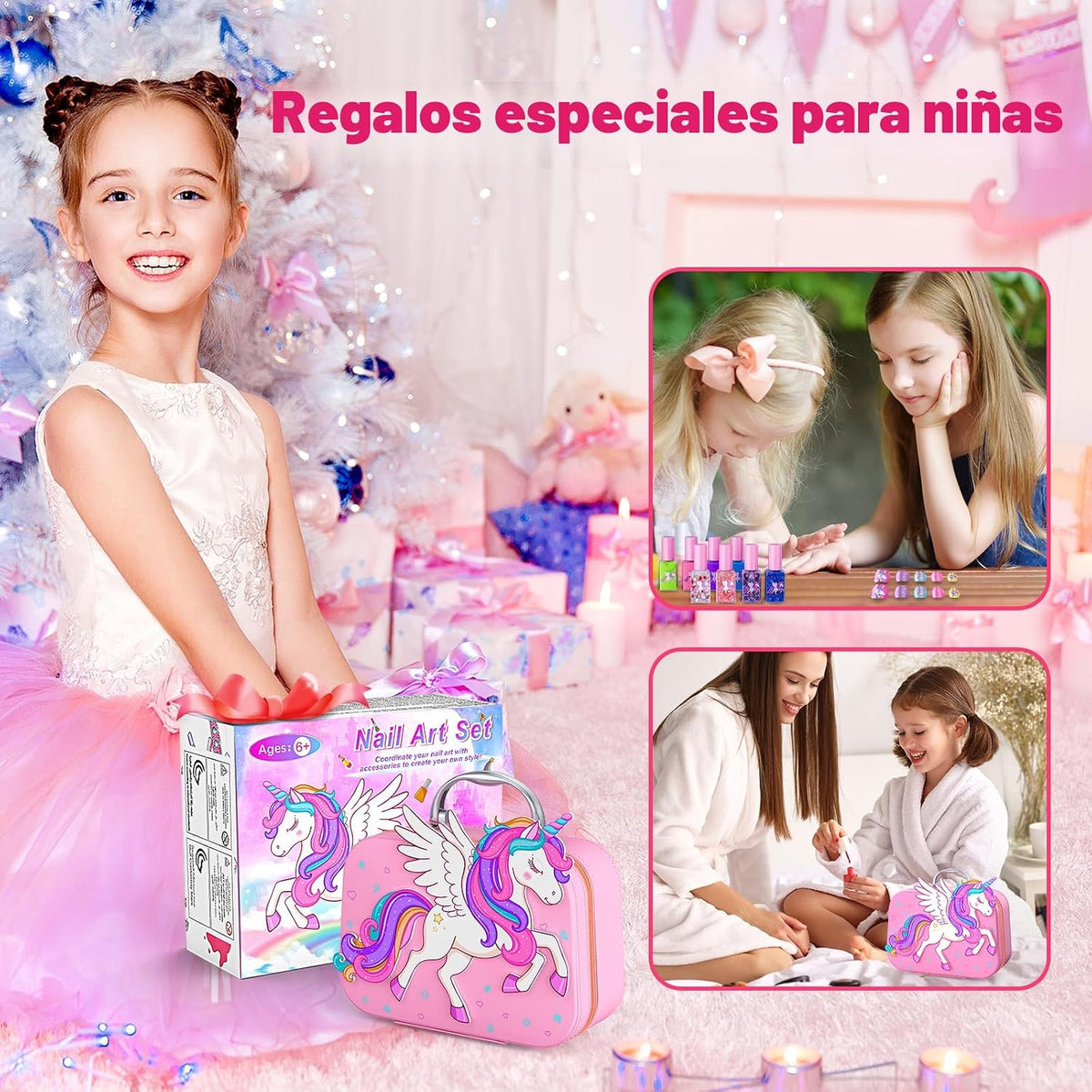 Glisiol Juego de Esmalte de Uñas para Niñas Juguetes, Kit de Arte d...