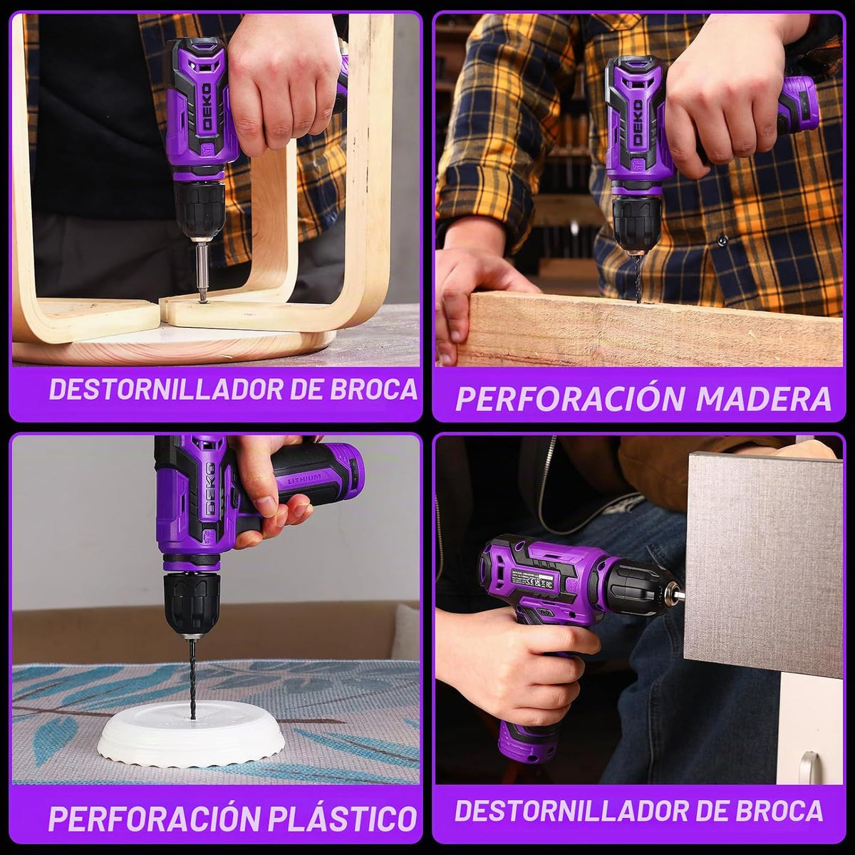 Taladro inalámbrico: DEKOPRO Juego de taladro eléctrico de 12 V, ta...