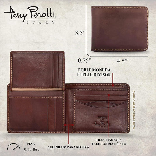 Tony Perotti Billetera plegable de cuero italiano para hombre - Car...