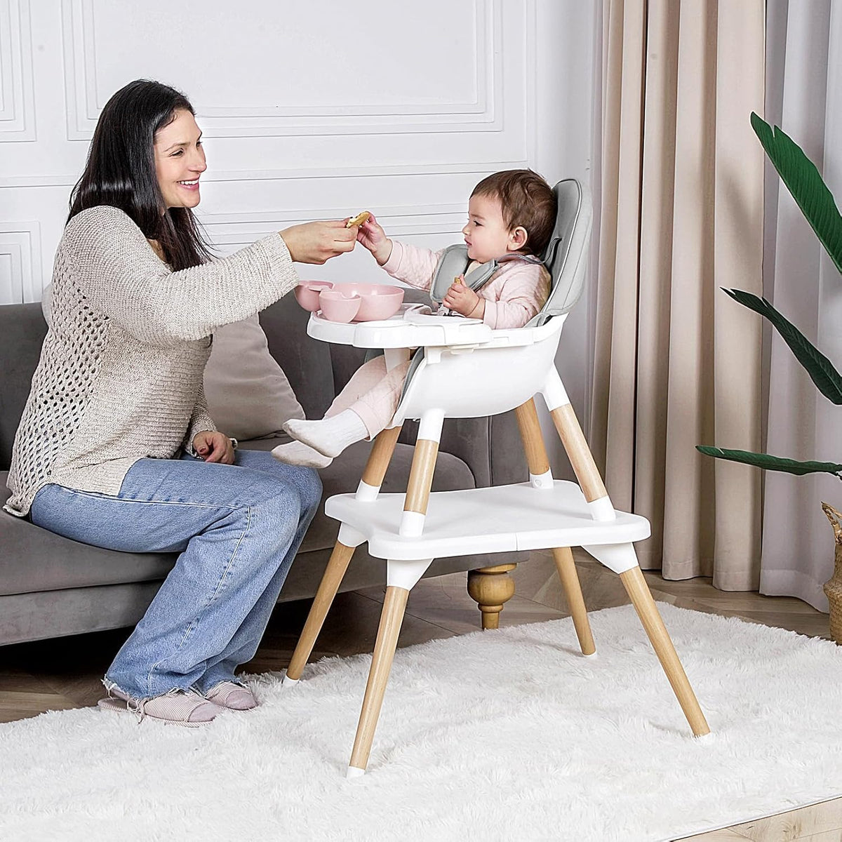 Silla alta 6 en 1 para bebés y niños pequeños, silla alta convertib...