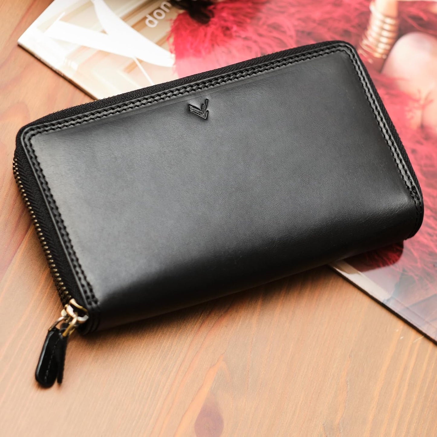 Lavalen Cartera RFID de cuero para mujer \u2013 Moderna cartera RFI...