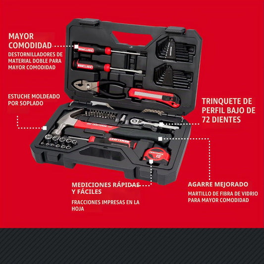CRAFTSMAN Juego de herramientas mecánicas de 57 piezas, juego de he...