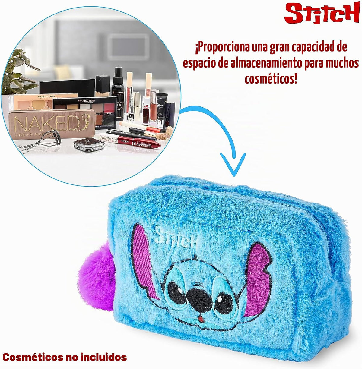 Disney Bolsa de aseo de puntada para mujeres y adolescentes, acceso...