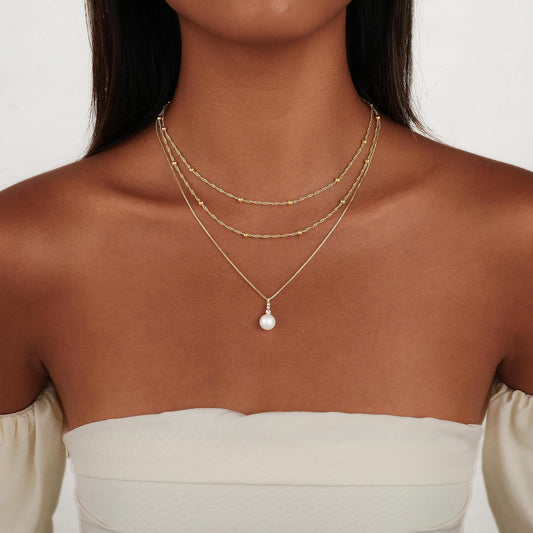 CAROVO Collar en capas de oro\/plata para mujer, chapado en oro\/pl...