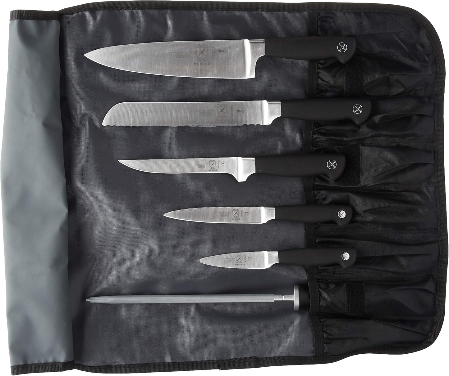 Mercer Culinary Genesis - Juego de rollos de cuchillos forjados de...