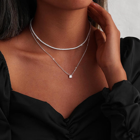 MIDEEO Collares en capas de oro para mujer, chapado en oro de 14 qu...