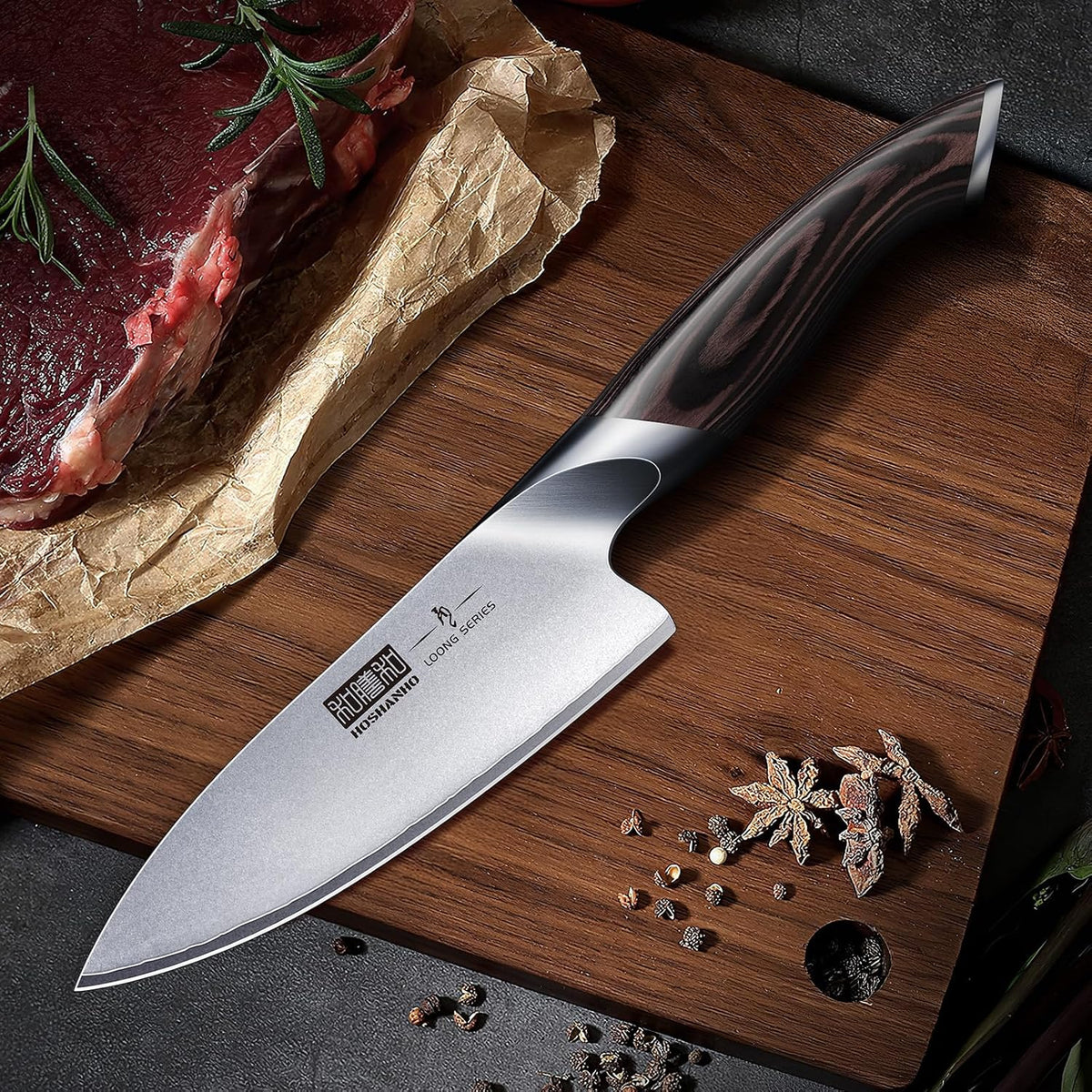 HOSHANHO Cuchillo de cocina de 6 pulgadas en acero japonés de alto...