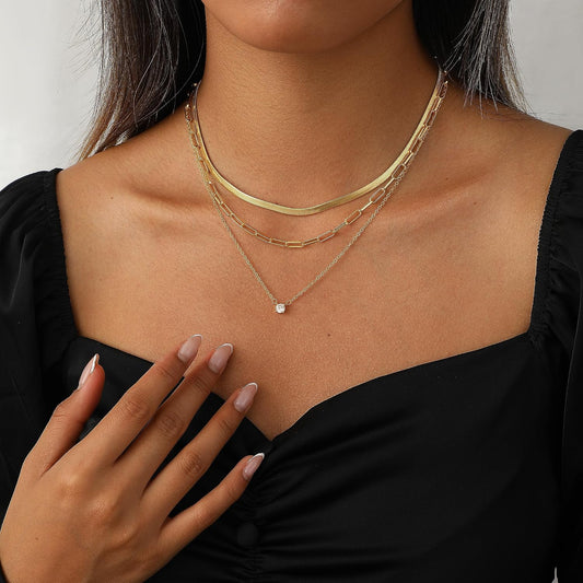 Coshilta Collares de oro en capas para mujer, chapado en plata de l...