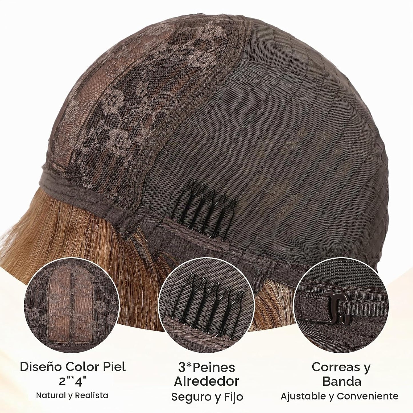 Wear but free KKU Peluca de cabello humano marrón de 16 pulgadas, p...