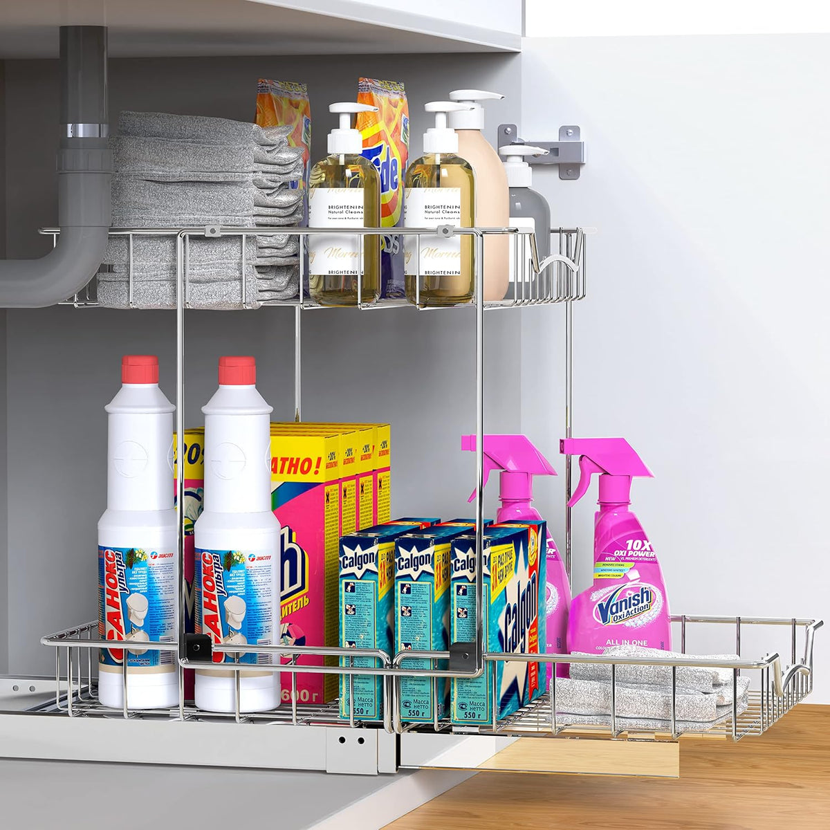 Simple Houseware Estante deslizante extraíble de 2 niveles (L+L) pa...