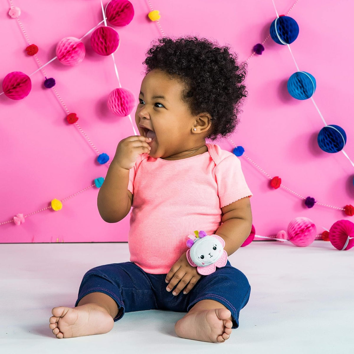 Bright Starts Rattle & Teethe Wrist Pals juguete, unicornio y l...