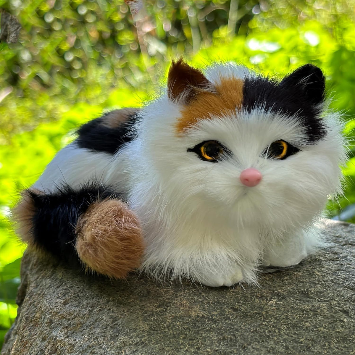 Figura realista de gato calicó para bebé, estatua de gatito peludo...