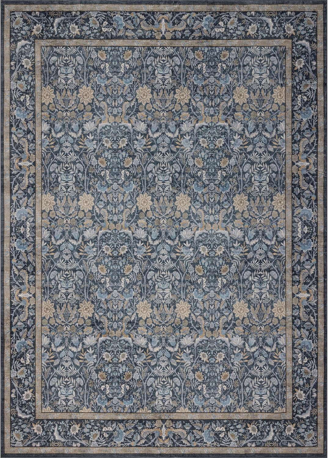 Ruicharm Alfombra lavable para sala de estar: Alfombra bohemia flor...