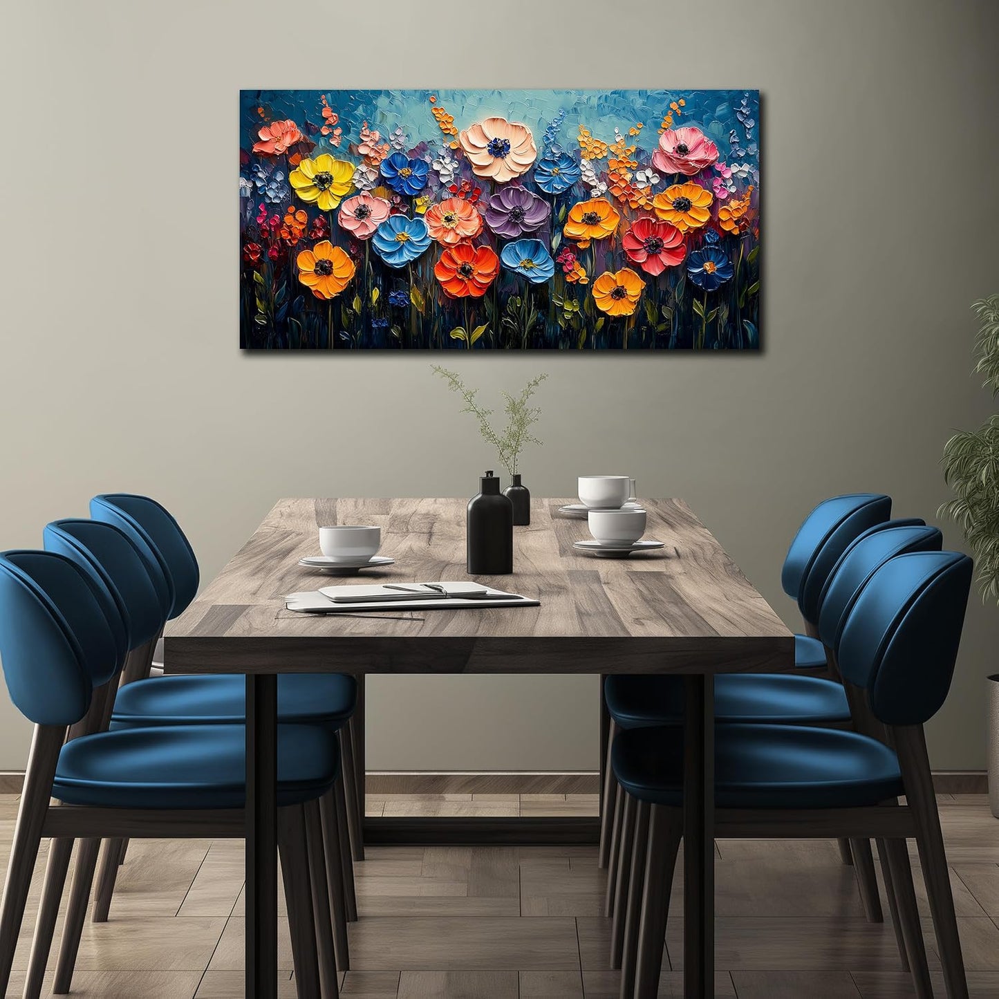 MDHKVPM Lienzo decorativo de pared con estampado floral para dormit...