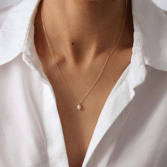 Treasure Bender Collares de perlas de oro para mujer, collar delica...