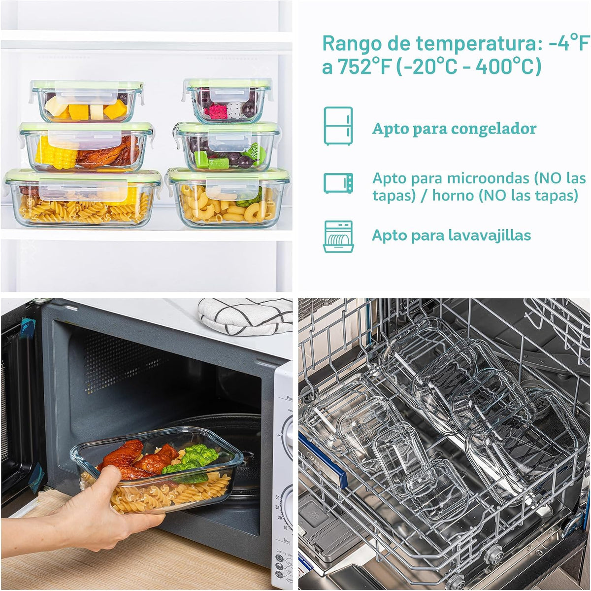 Vtopmart Paquete de 8 recipientes de vidrio para almacenamiento de...