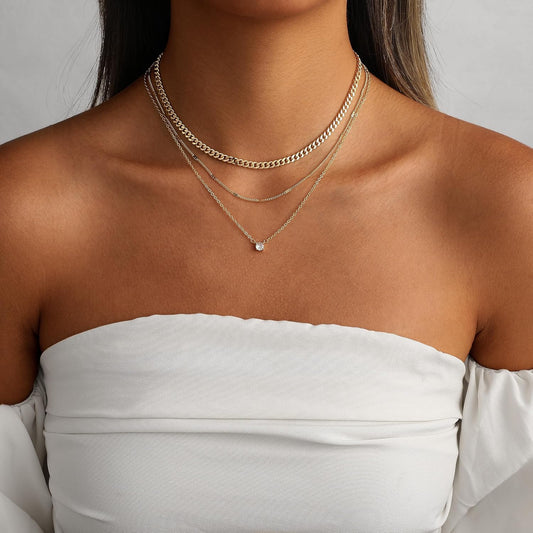 Coshilta Collares de oro en capas para mujer, chapado en plata de l...