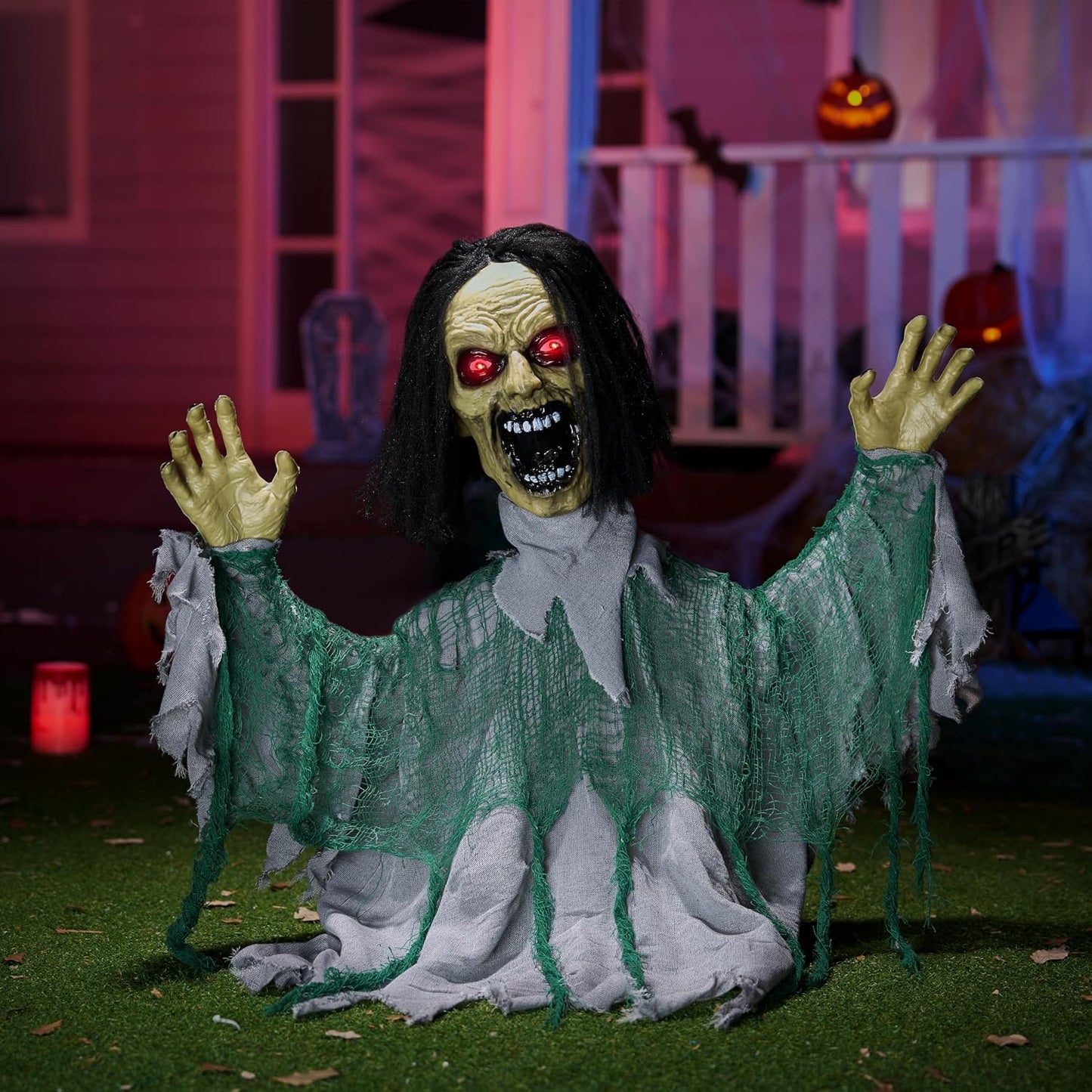 JOYIN Decoraciones animatrónicas de Halloween para exteriores, romp...