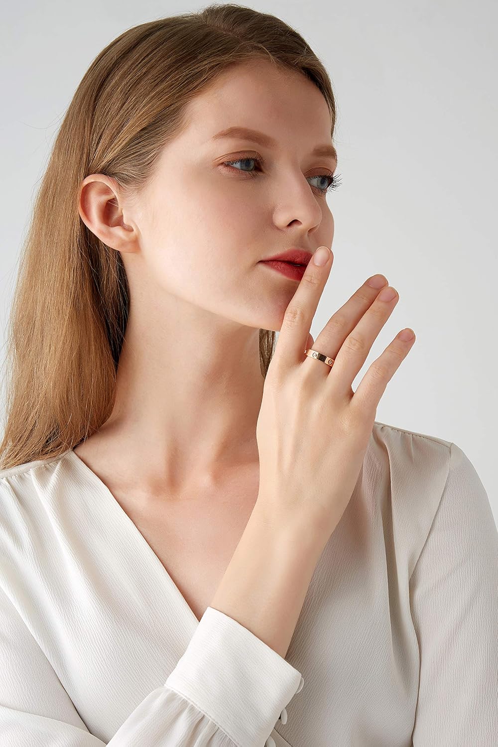 PDWZNBA Anillo de amistad de amor de acero inoxidable chapado en or...