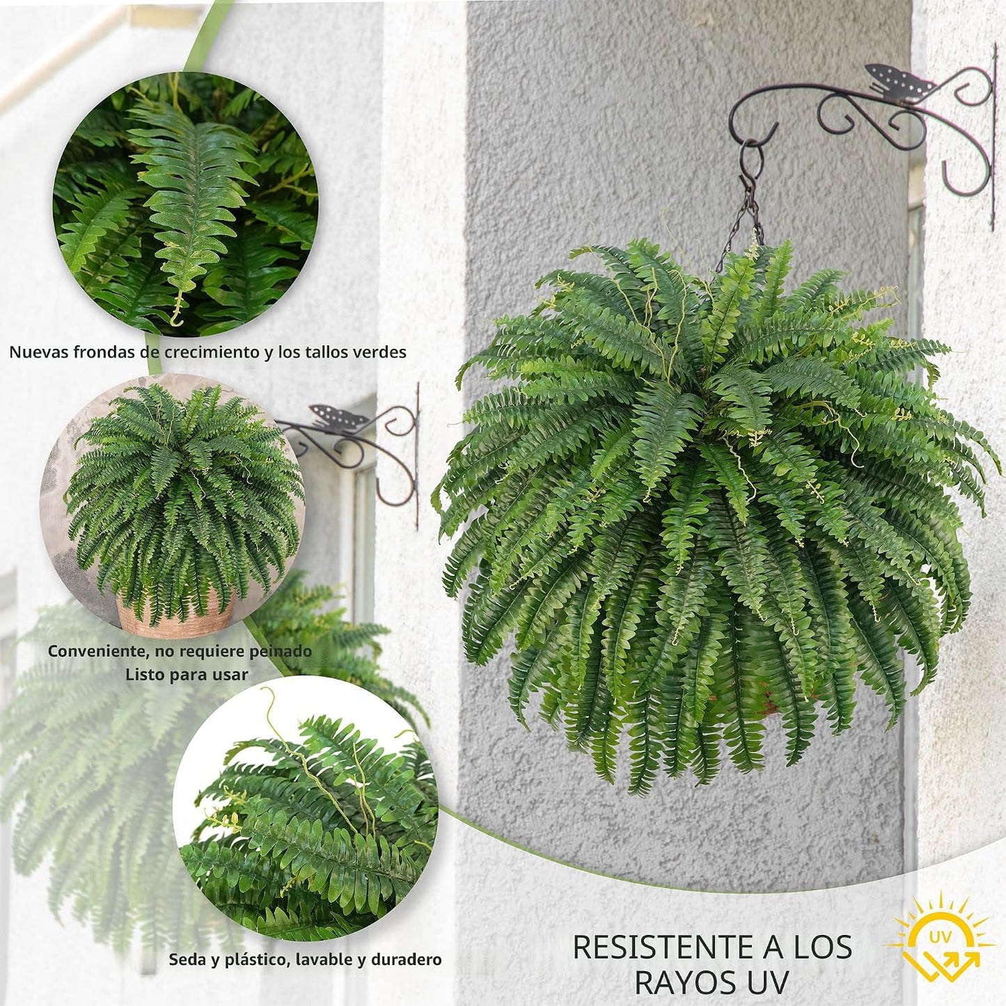 FOREST PRINCE Helechos artificiales de Boston de 50", plantas d...