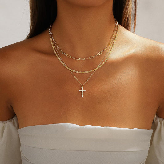 CAROVO Collar en capas de oro\/plata para mujer, chapado en oro\/pl...