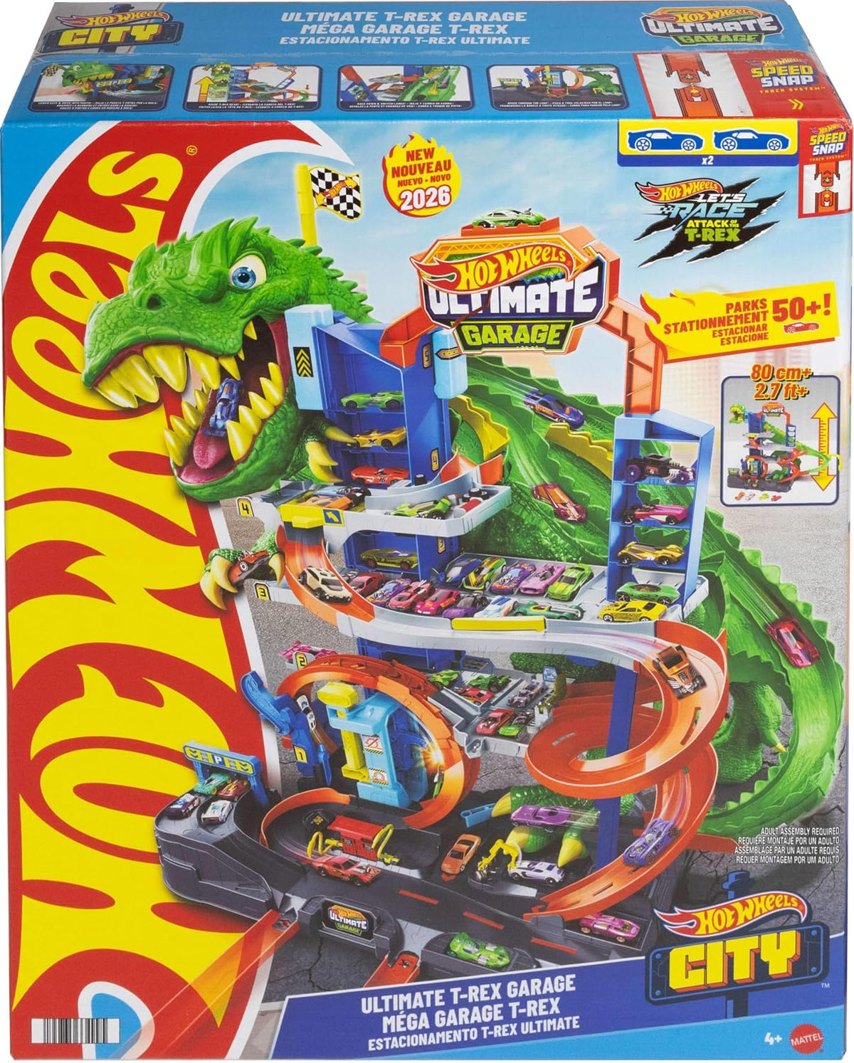 Hot Wheels Juego de pistas de autos de juguete, garaje City Ultimat...