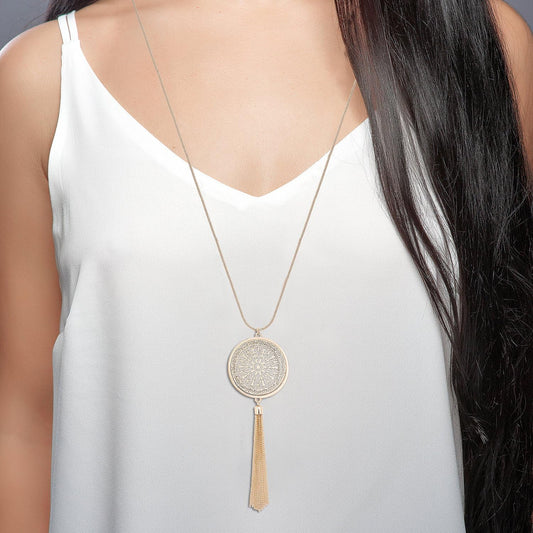 MOLOCH Collares largos para mujer con dije circular y colgante tipo...