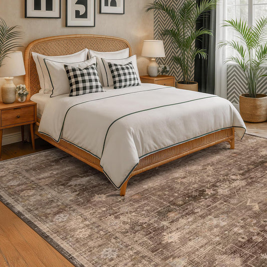 Hazo Haus - Alfombra Boho Marrón Taupe para Sala de estar de 2,44 x...