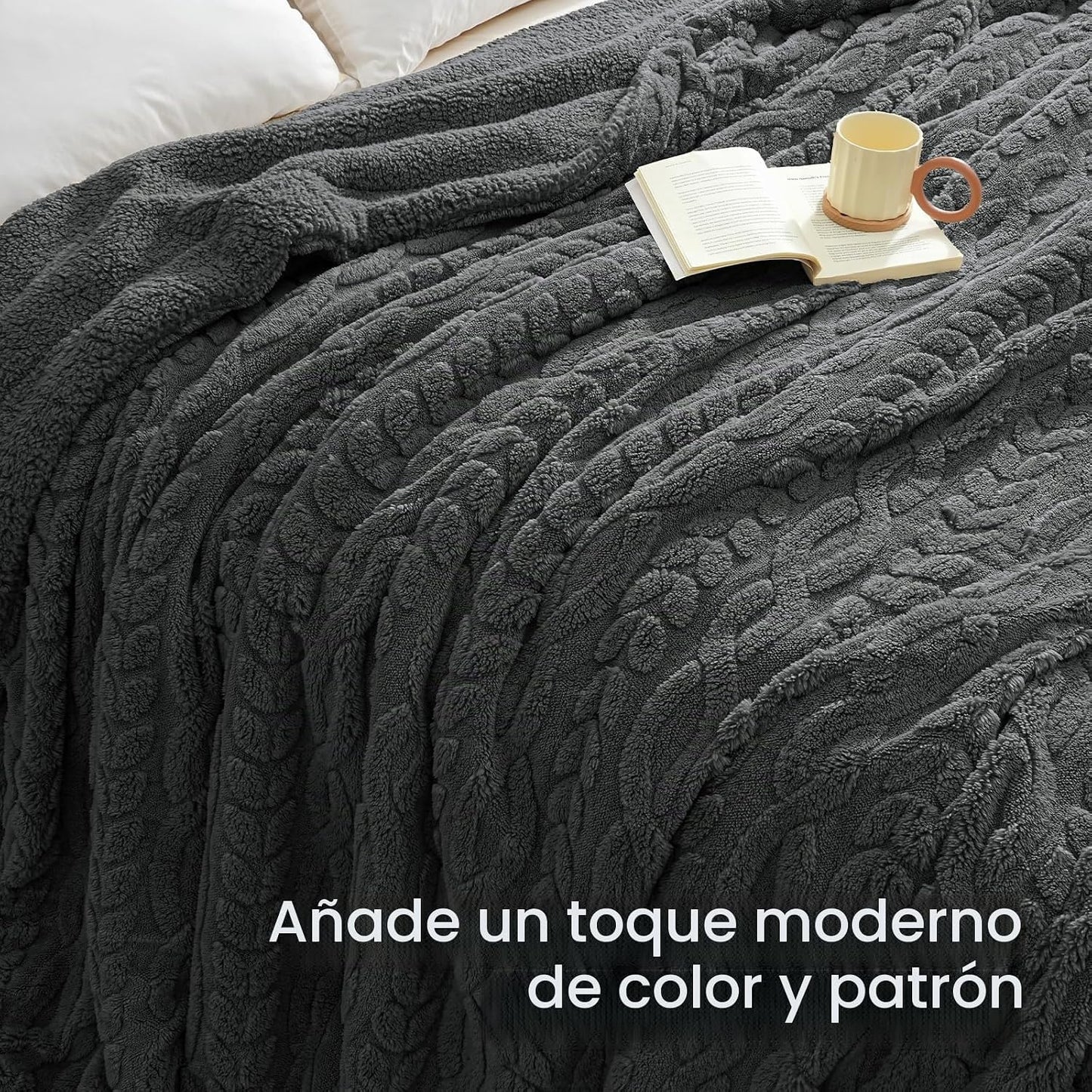 PHF Manta Sherpa Esponjosa Tamaño Queen para Invierno, Cálida y Sua...