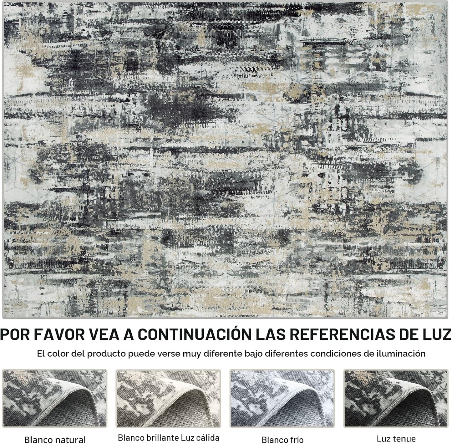 Tapete lavable de 8 x 10 pies: grande, moderno, abstracto, suave, a...