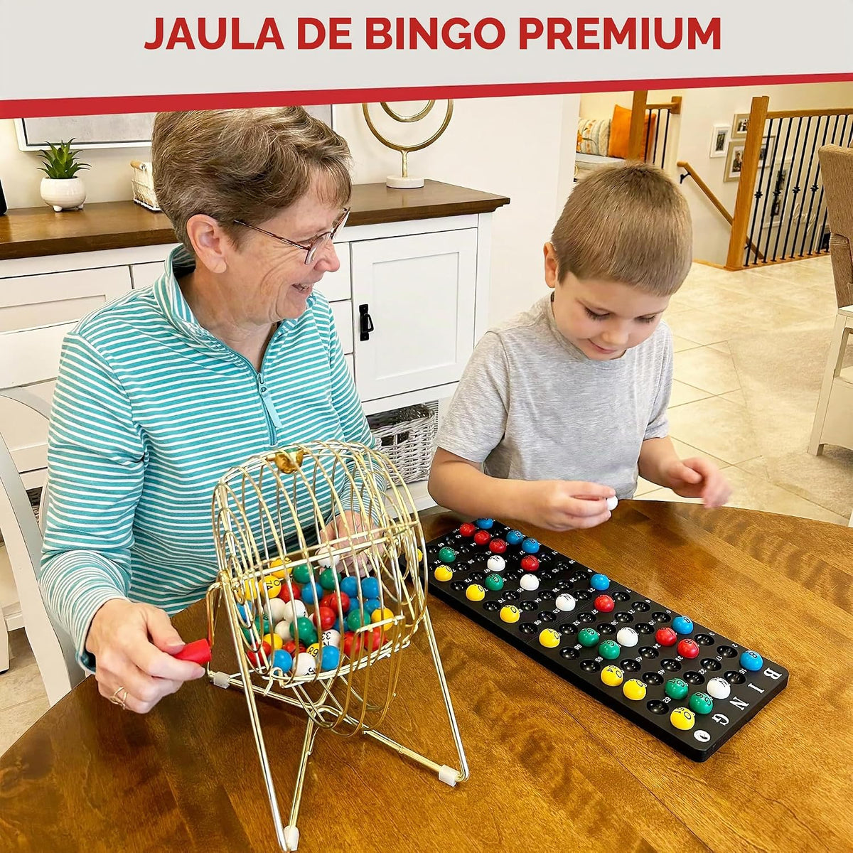MR CHIPS Juego de bingo profesional de 11 pulgadas de alto con jaul...